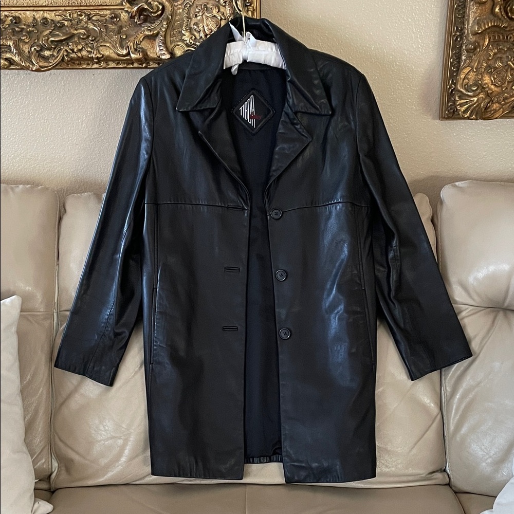 Luxurious Tibor Black Lamb Leather Jacket 3/4 Lenght